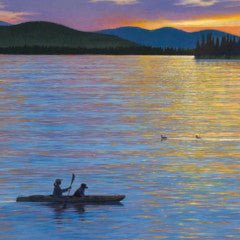 Placid Lake Sunset; Dog is my Co-Pilot Print