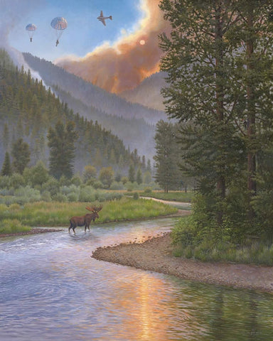 Smokejumping - Red Skies Over Rock Creek-Artist Proof